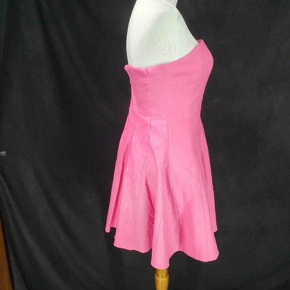 Milly Cameron Solid Linen Strapless Dress size 2 Pink Party Legally Blonde - Picture 7 of 15
